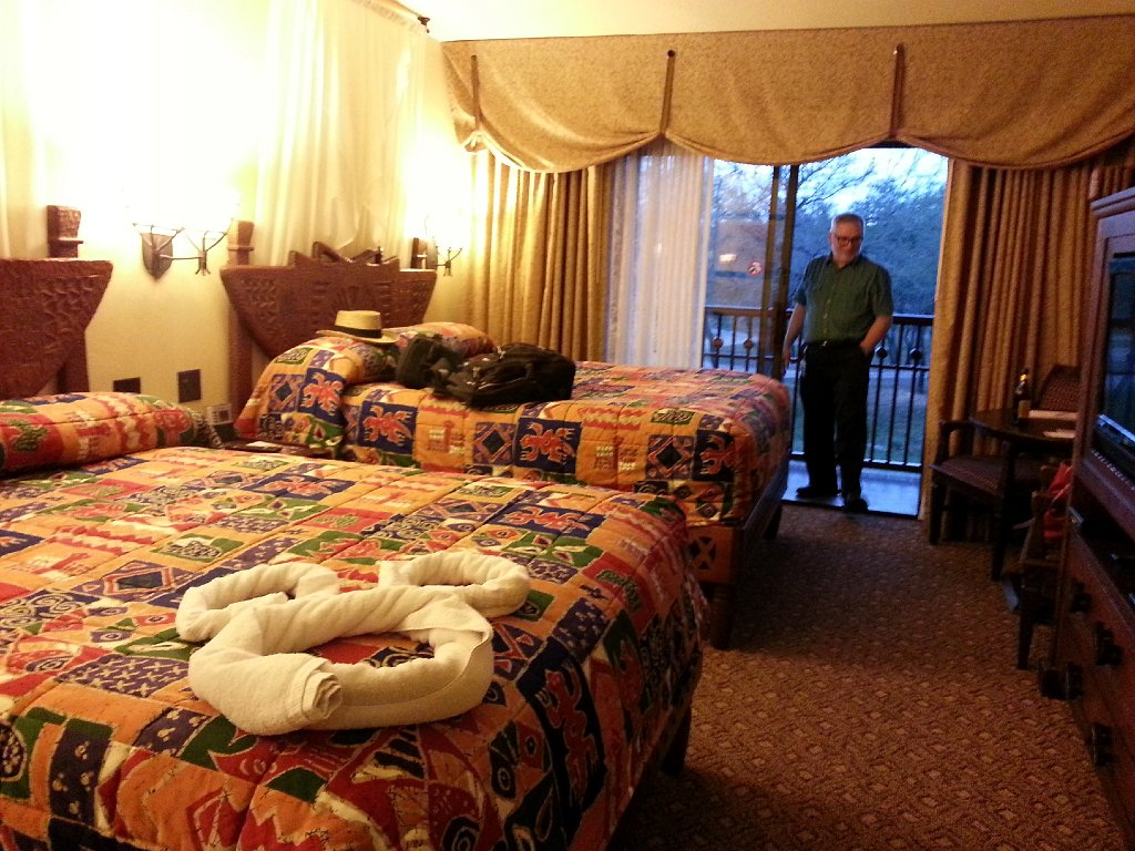 2013-04-13 19.56.25.jpg - We arrived to a Mickey towel arrangement. Our room at AKL.